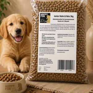 HAPPY FOR Dogs Hundetrockenfutter Junior Huhn & Reis 3kg - 2.png