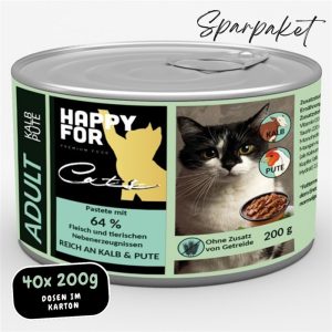 HAPPYFOR Premium Katzenfutter Adult Pastete mit 64 % Fleisch. REICH AN KALB & PUTE 40 x 200g.png